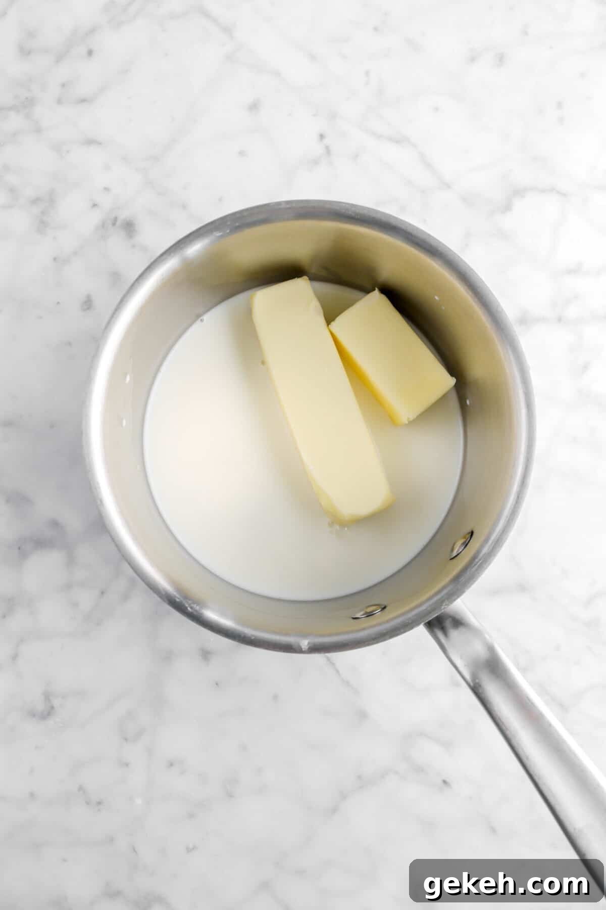 milk and butter in pot