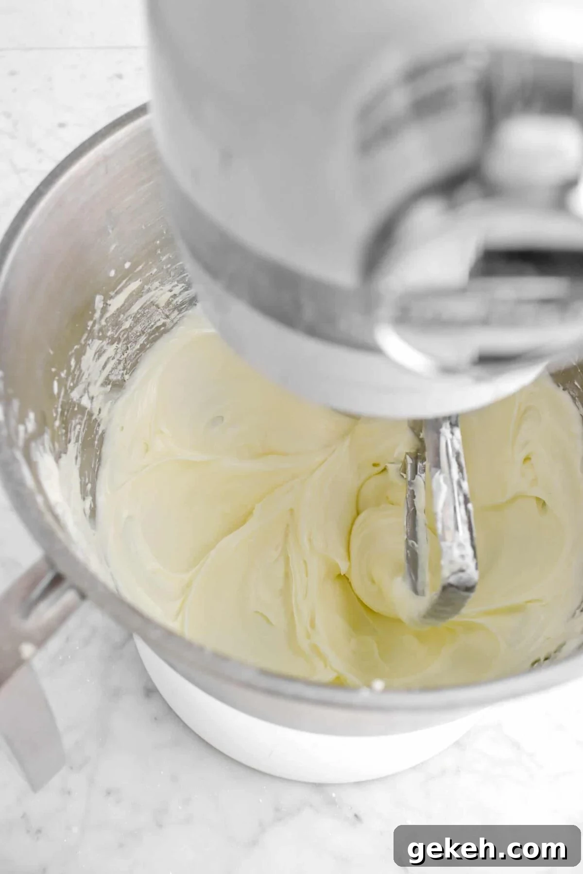 powdered sugar mixed into cream cheese mixture