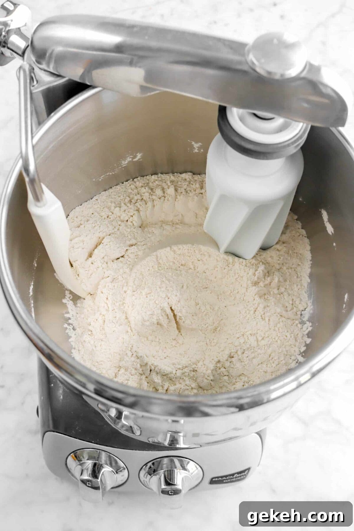 dry ingredients stirred in mixer