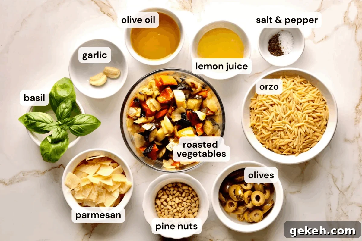 Roasted Vegetable and Parmesan Orzo Recipe 6 Ingredients to make orzo with roasted vegetables and parmesan.
