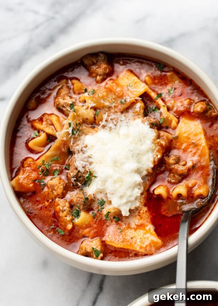 Lasagna Soup Recipe: Comforting Italian-Flavored One-Pot Meal 7 lasagna soup in a bowl