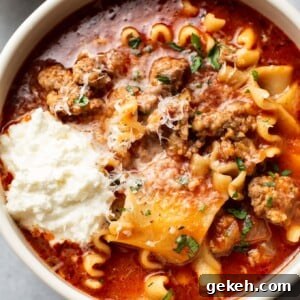 Lasagna Soup Recipe: Comforting Italian-Flavored One-Pot Meal 8 close-up of the best lasagna soup