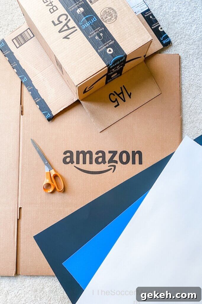 cardboard boxes and poster board