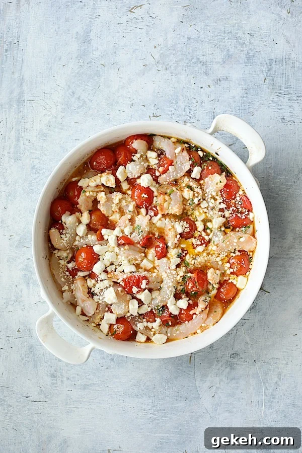 Photo with shrimp and other ingredients added after being mixed into tomatoes.