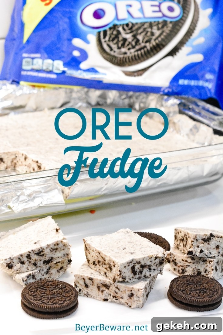 Oreo fudge made with crushed Oreo cookies, marshmallow cream, white chocolate chip and sweetened condensed milk for a cookies and cream fudge.