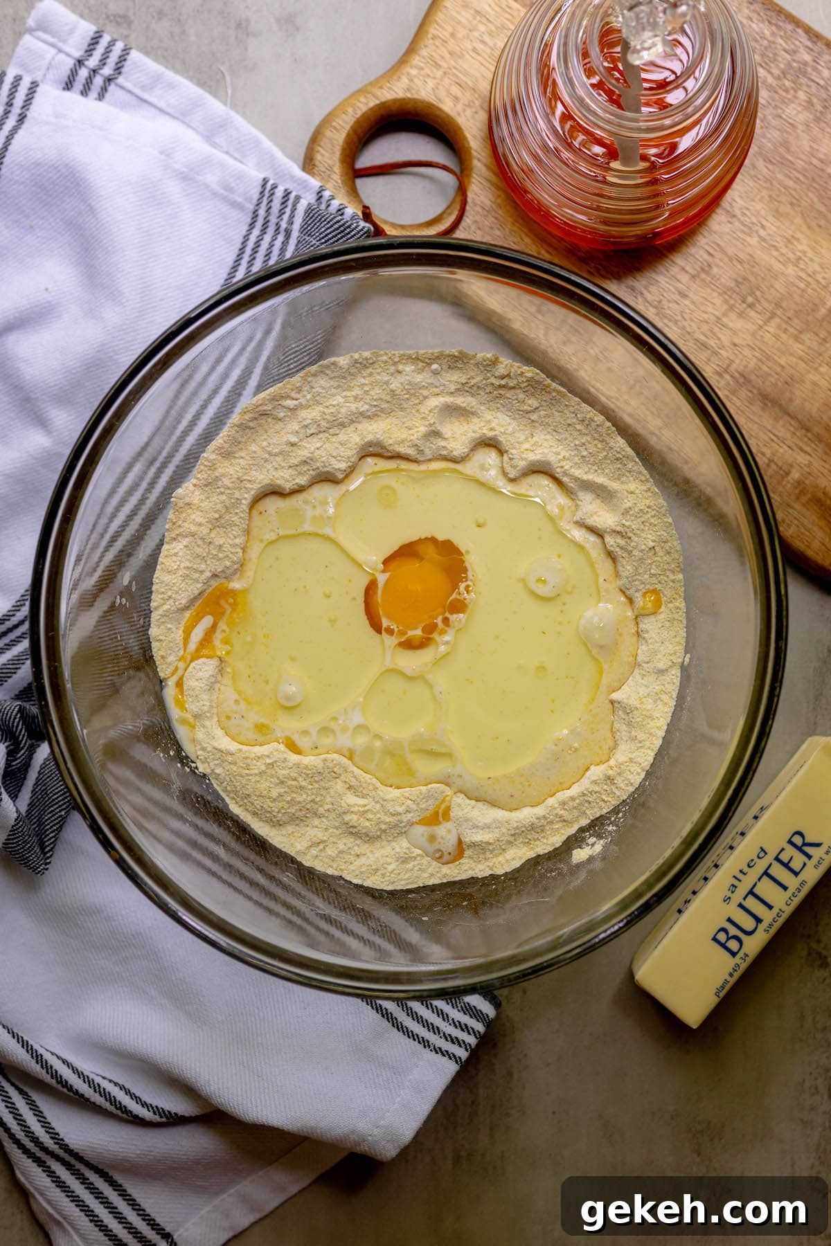 Sour Cream Cornbread Recipe: Moist Southern-Style Loaf 3 cornbread dry ingredients with wet ingredients in the middle