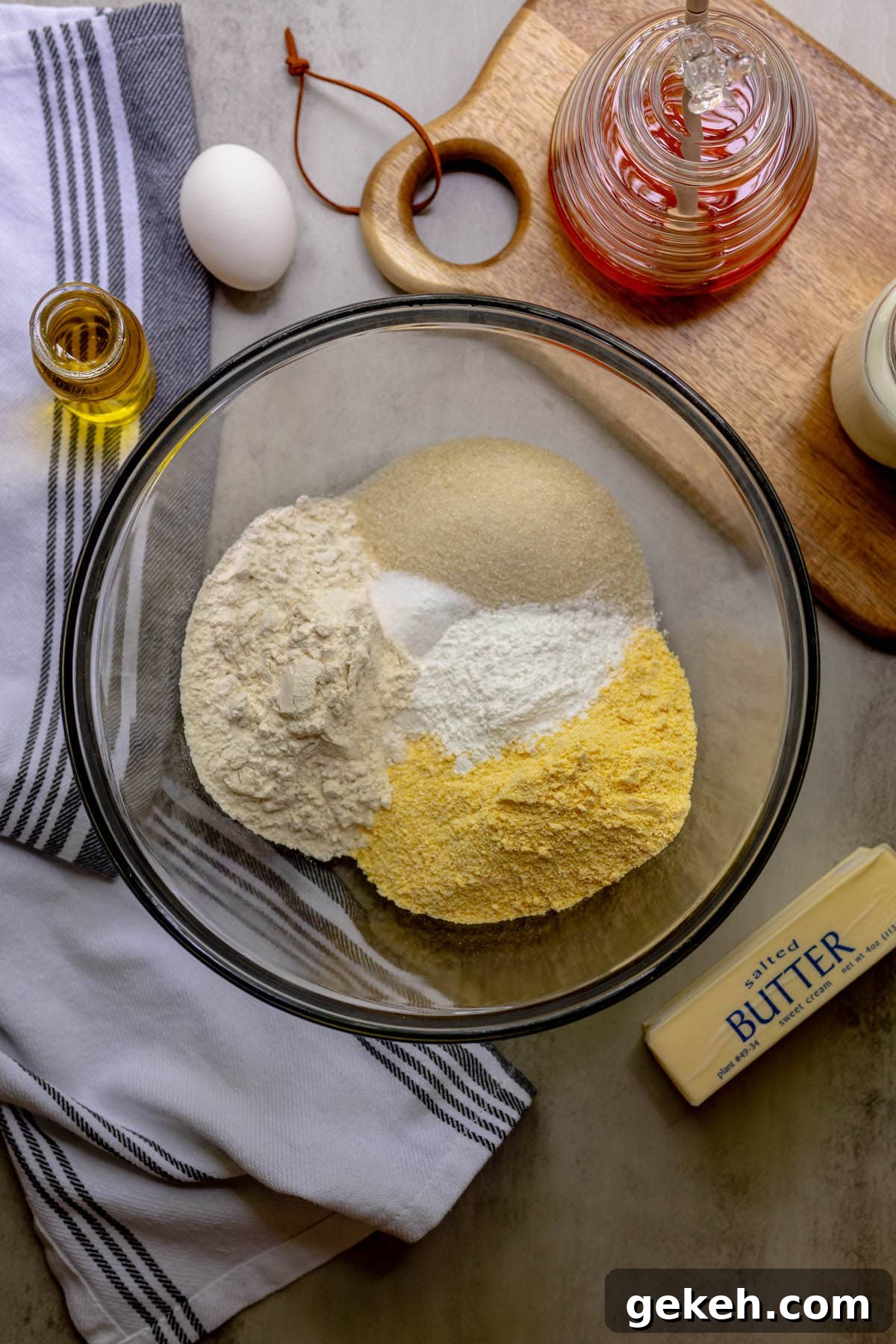 Sour Cream Cornbread Recipe: Moist Southern-Style Loaf 4 cornbread dry ingredients in a glass bowl