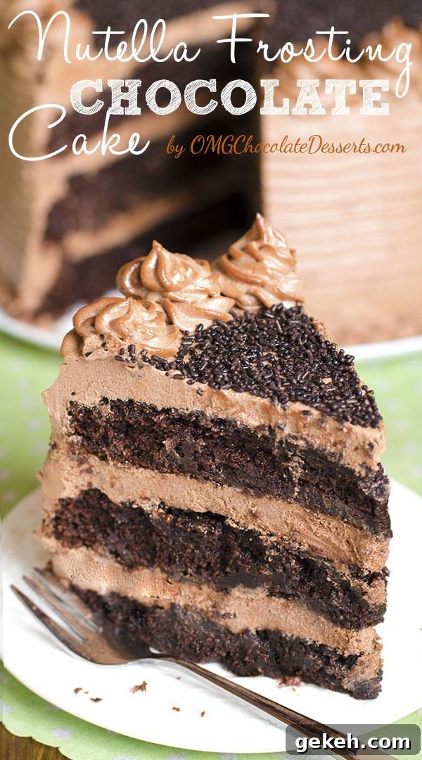Decadent Nutella Chocolate Cake — Irresistible Hazelnut Dessert Recipe 3 Decadent Nutella Chocolate Cake – moist, rich and super chocolaty cake frosted with rich and buttery Nutella frosting .