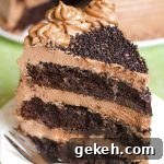 Piece of nutella chocolate cake on a plate