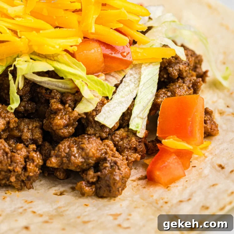 Blackstone Taco Recipe: Crispy Griddle Tacos with Charred Veggies 9 Ground Beef Tacos Square Image