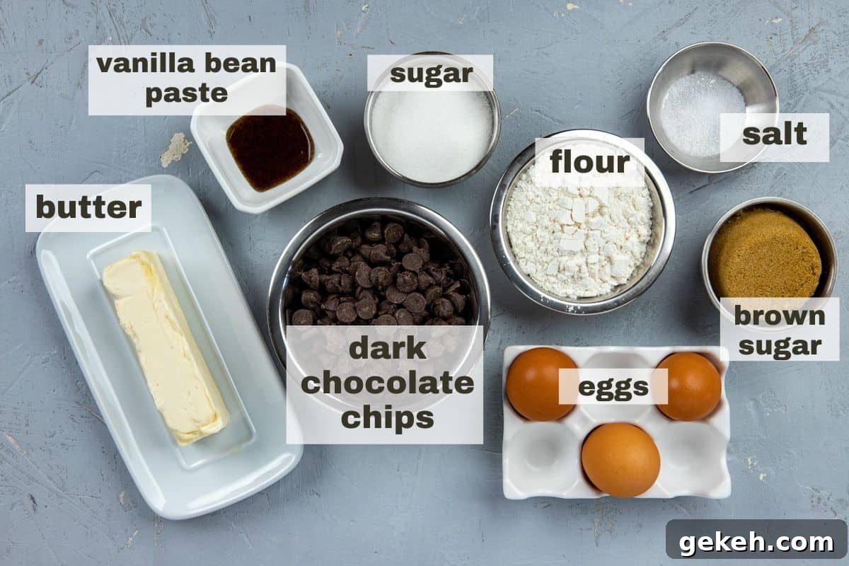 Decadent Dark Chocolate Brownies Recipe for Rich, Fudgy Squares 3 All ingredients measured out in individual containers on white counter top.