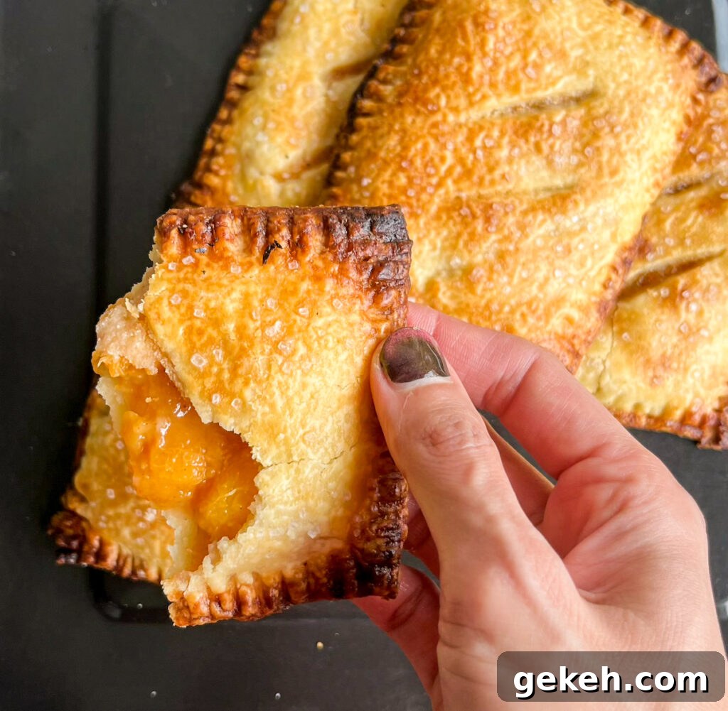 Mini Peach Hand Pies: Sweet Fruit Pockets Recipe 4 Buttery, flaky individual pies filled with jammy, cinnamon-scented peaches