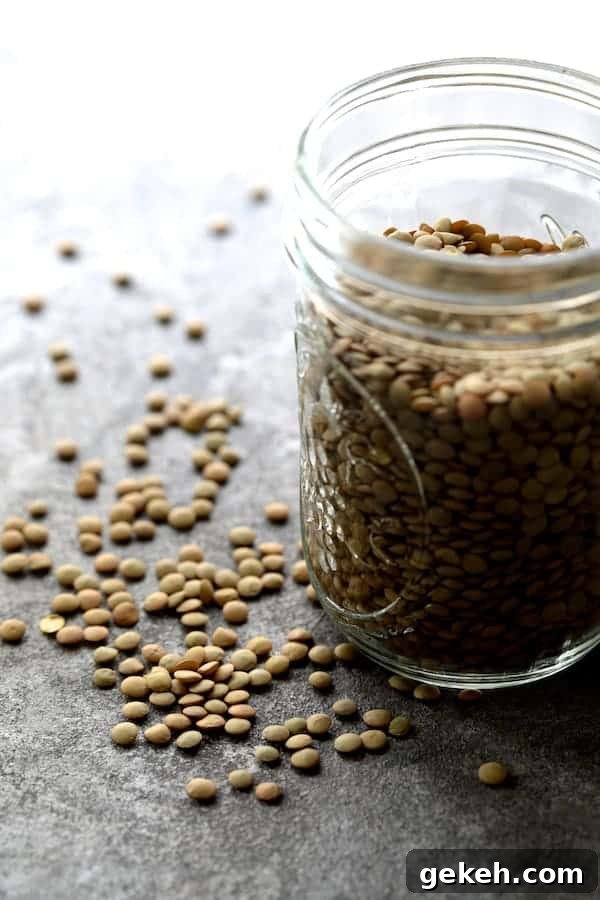 Photo of a jar of lentils.