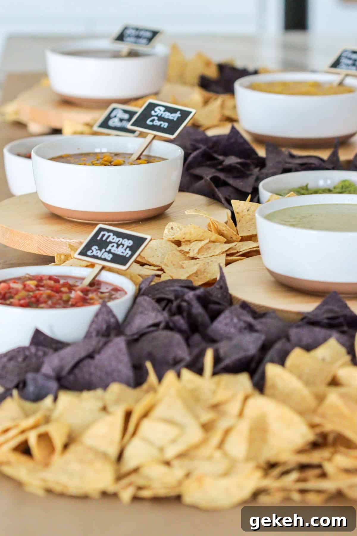 Chips and salsa bar set up.