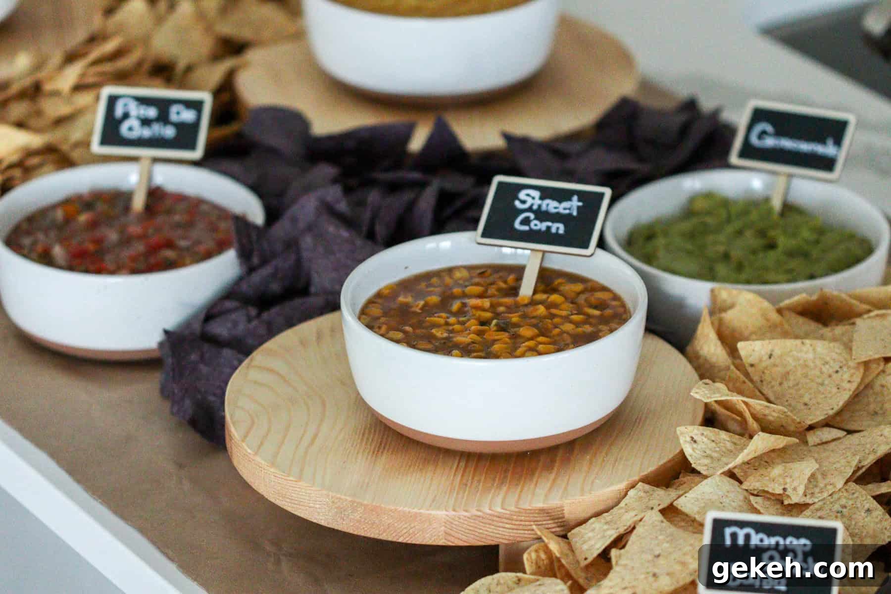 Chips and salsa bar setup.