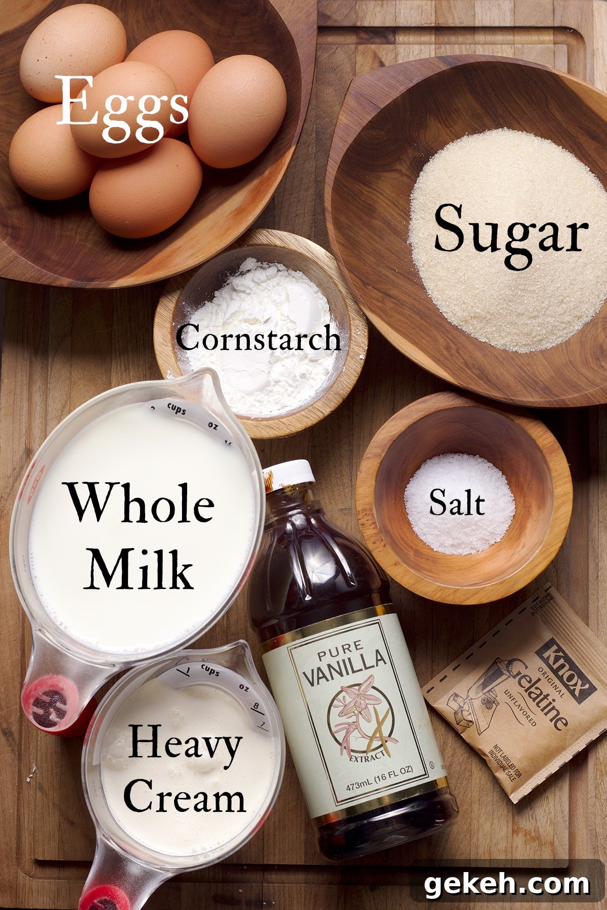 All the ingredients needed to make pastry cream.