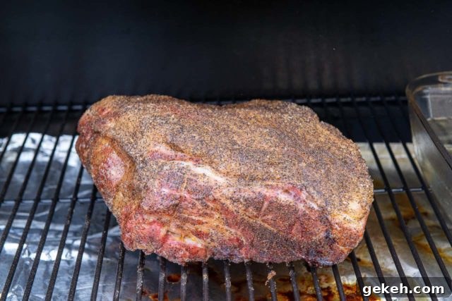 The Meat Cooking Away in the Traeger