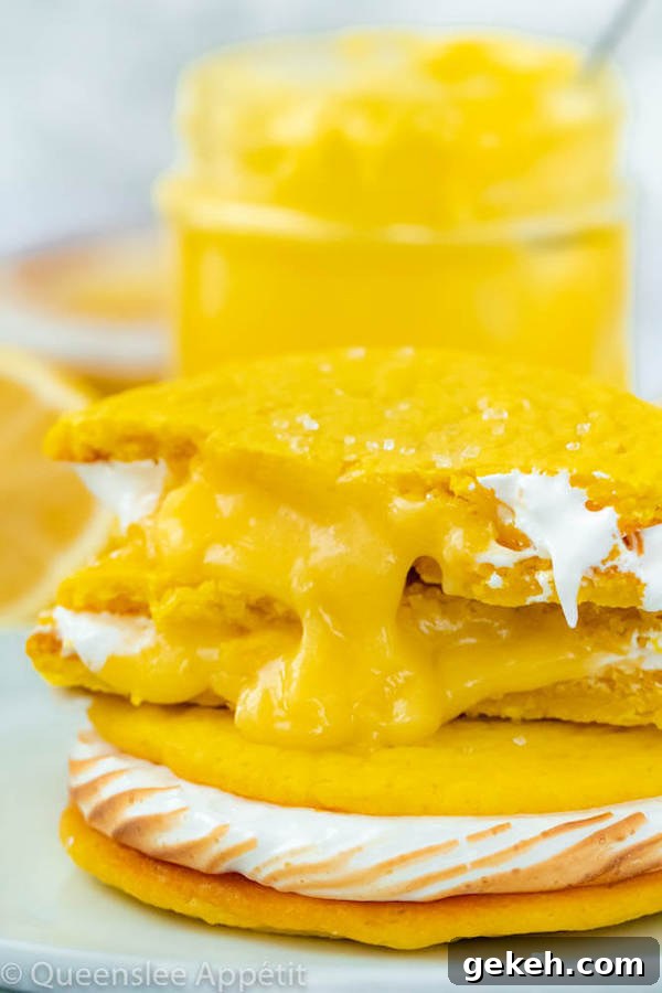 lemon sugar cookies filled with meringue and lemon curd