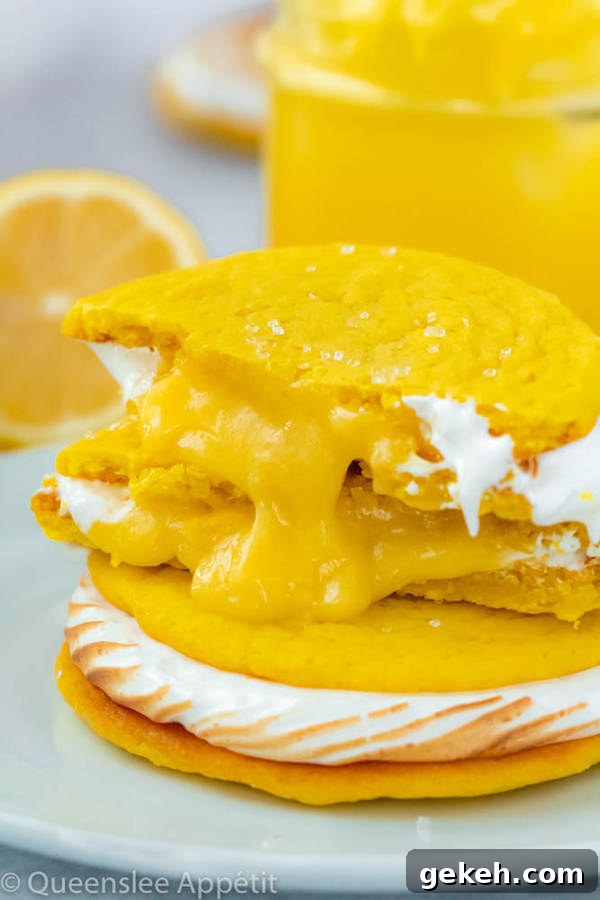 lemon sugar cookies filled with meringue and lemon curd
