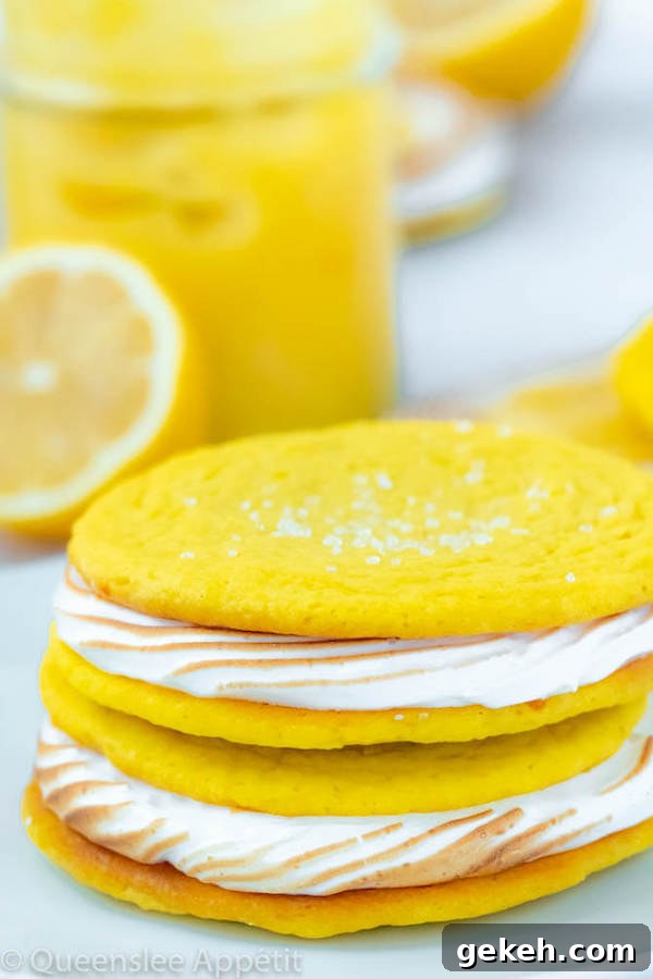 lemon sugar cookies filled with meringue and lemon curd