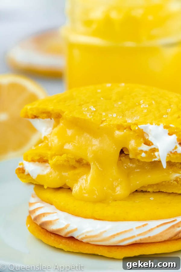 lemon sugar cookies filled with meringue and lemon curd
