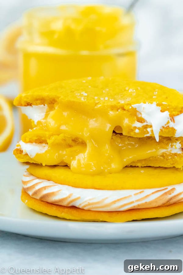 lemon sugar cookies filled with meringue and lemon curd