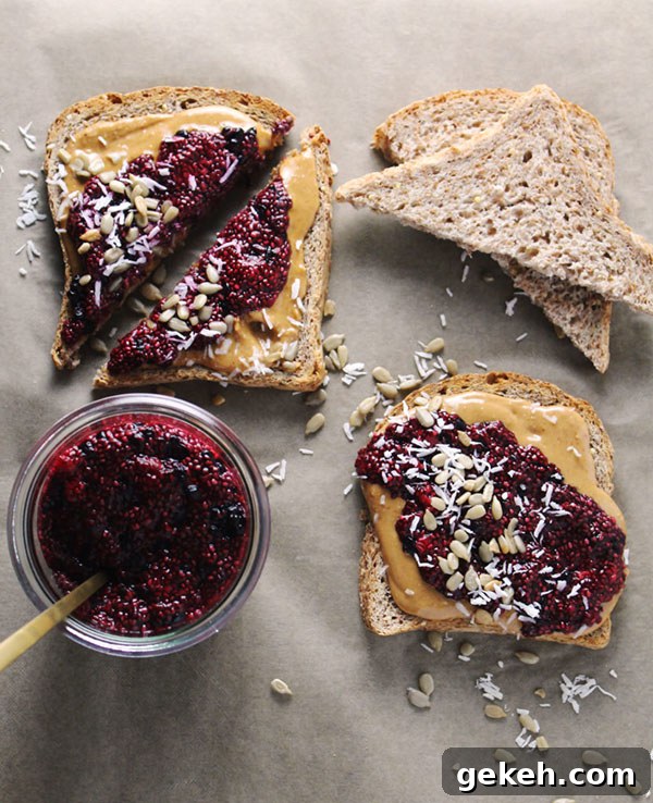 Mixed Berry Chia Seed Jam and Peanu Butter Toast| 25+ Chia Seed Recipes
