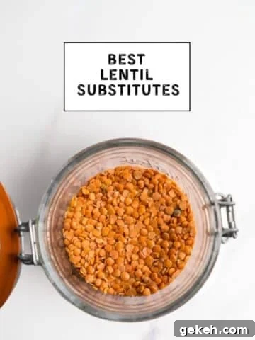 Red lentils in a jar.