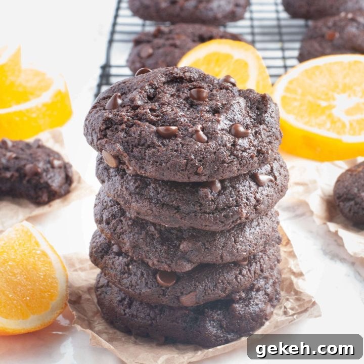 gluten-free-dairy-free-chocolate.orange.cookies-stacked-with-orange-slices-all-around