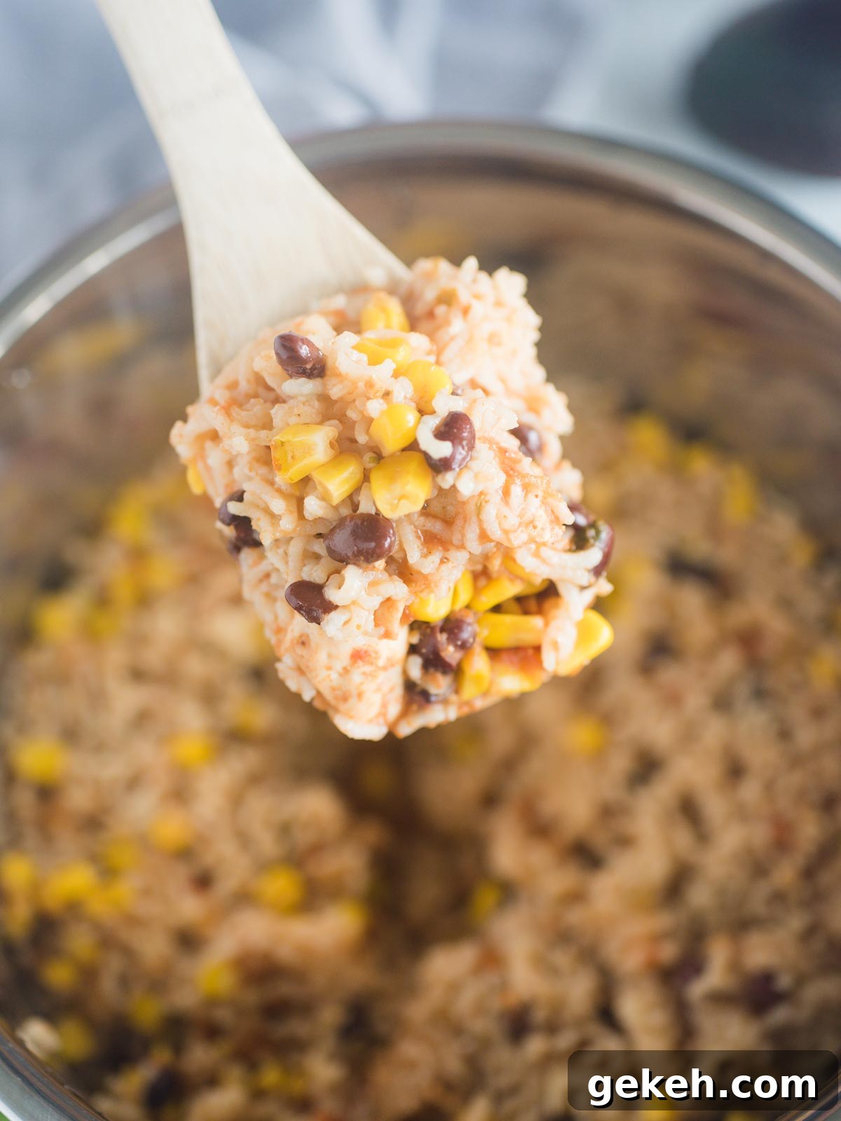 spoonful of cooked mixture