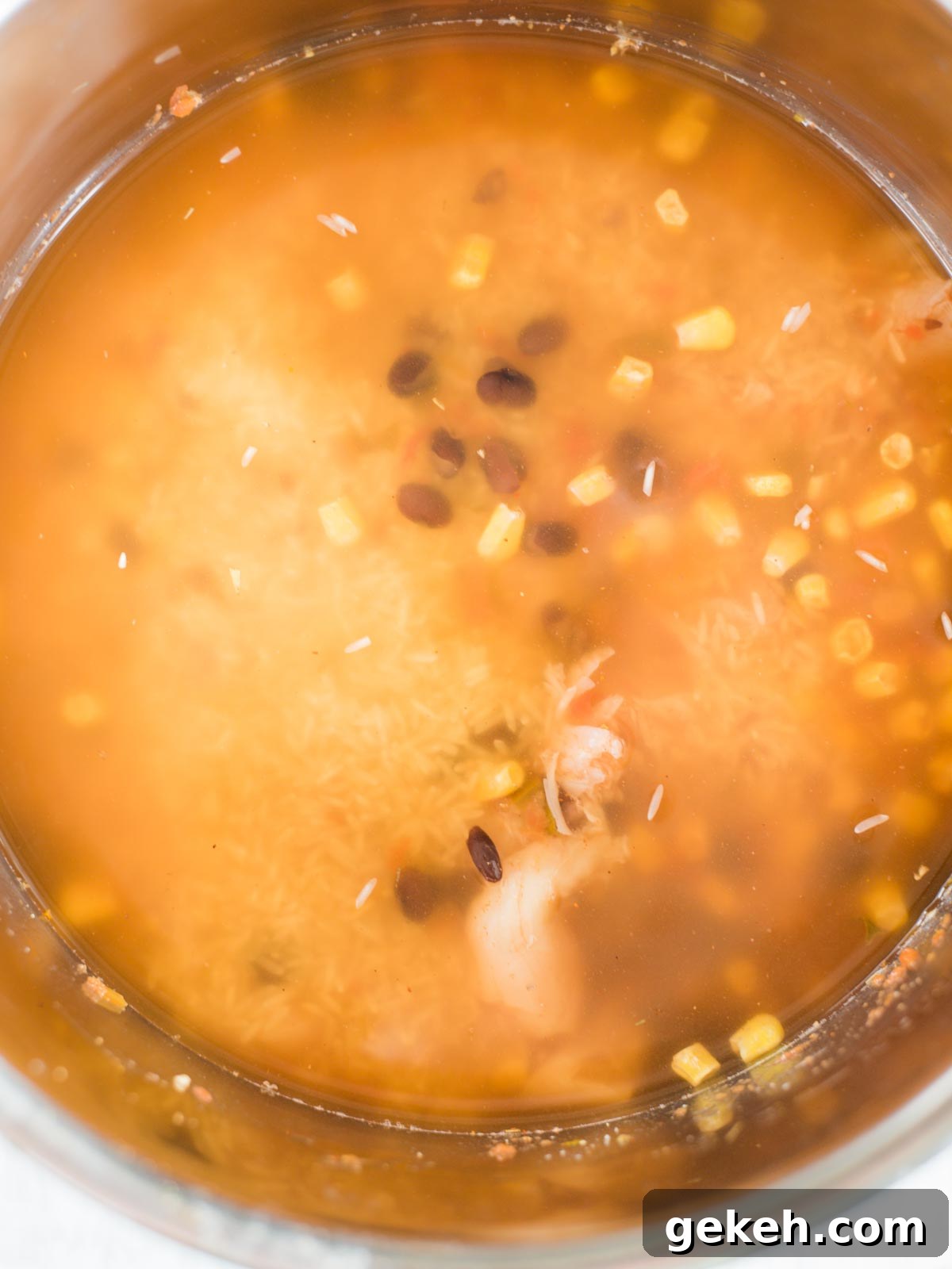 all ingredients in the instant pot sleeve with broth