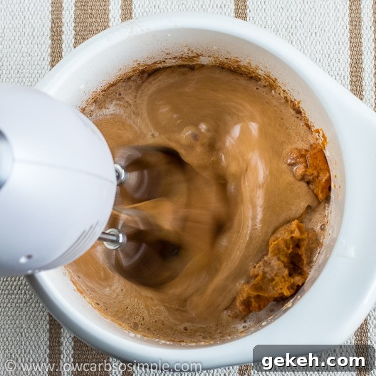 Crustless Low-Carb Pumpkin Pie; Mixing the Ingredients | Low-Carb, So Simple!