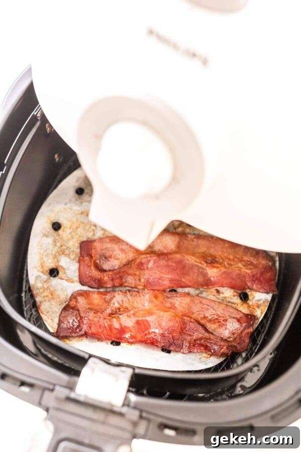Bacon in an Air Fryer No smoke, less fat and crispy, crunchy bacon.