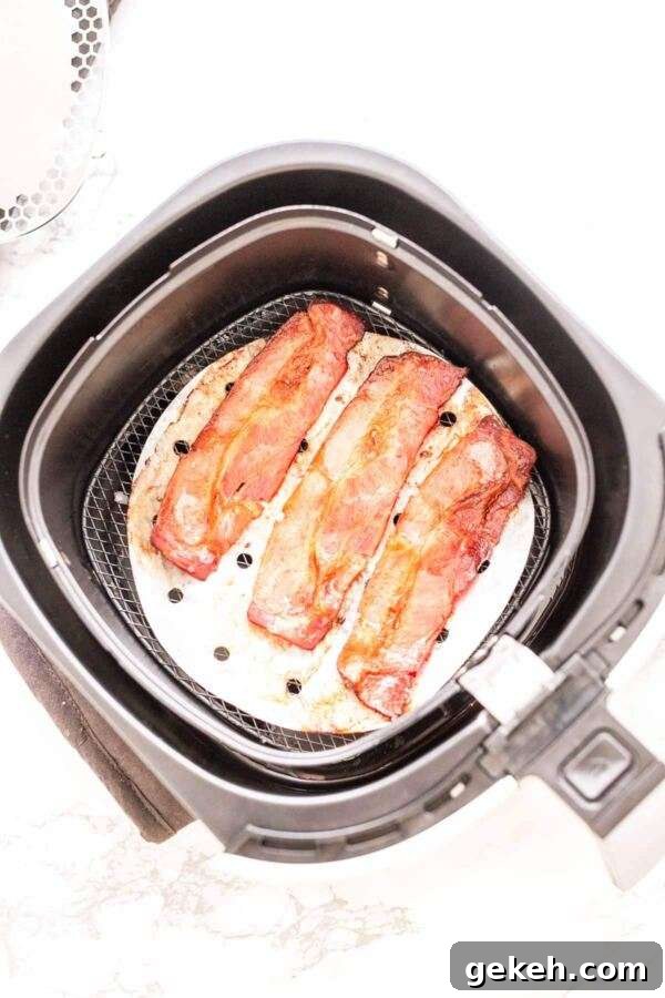 Crispy, crunchy bacon in an Air Fryer Bacon. Easy and done in no time.