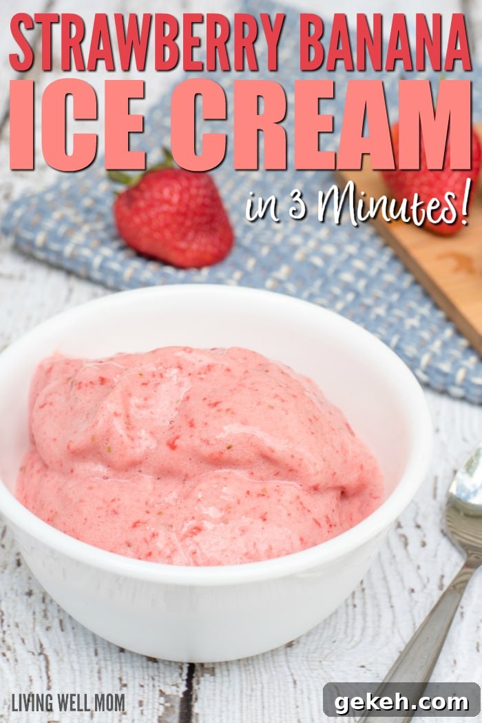 Strawberry Banana Ice Cream ready in 3 minutes