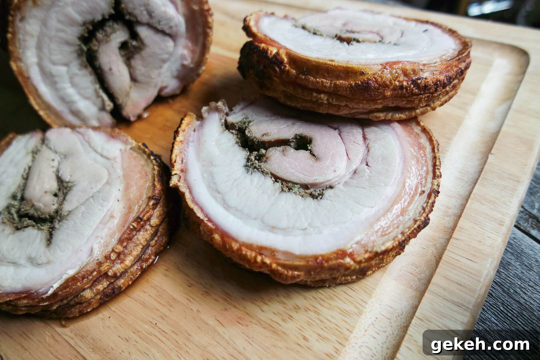Crispy-Skinned Pork Belly Porchetta Recipe 4 pork belly done on the rotisserie