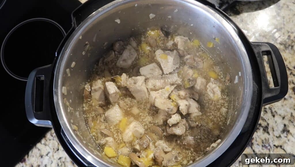 Pressure cooked chicken.