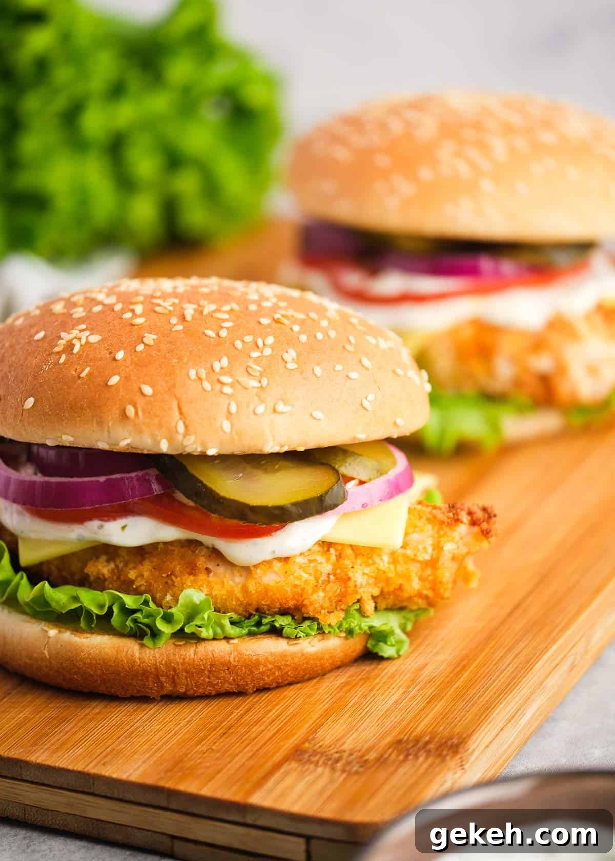 Crispy Air Fryer Chicken Sandwich Recipe 18 air fryer chicken sandwiches on sesame buns with all the toppings