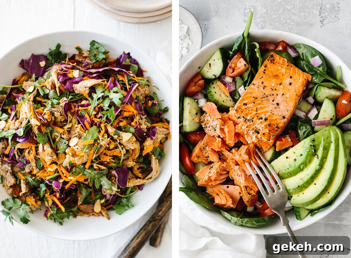 These Whole30 lunch ideas are anything but boring! Eat through a rainbow of colors with vibrant salads, juicy meats, and brightly flavored seafood. Oh, and the best vegetable sides that easily carries over to dinner. Whole30 salads for lunch.