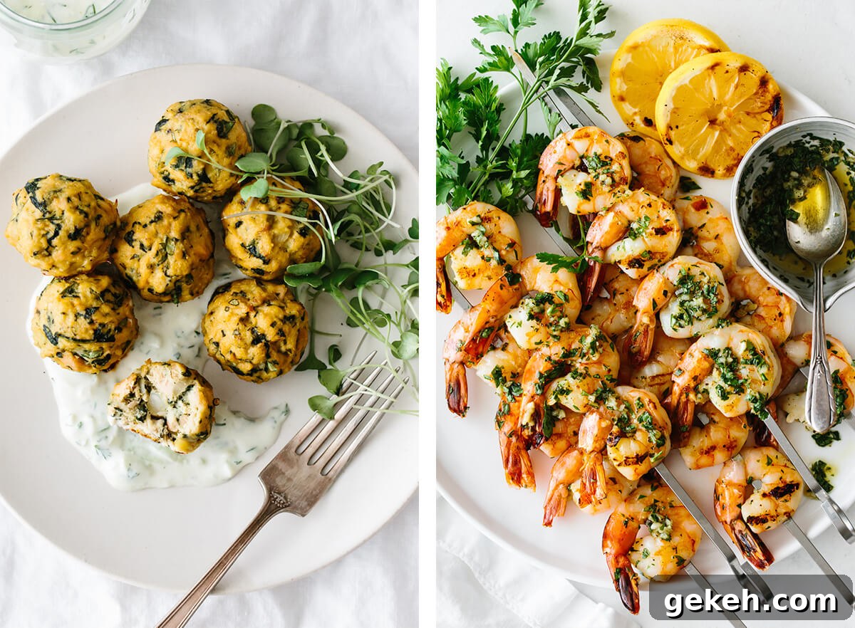 These Whole30 lunch ideas are anything but boring! Eat through a rainbow of colors with vibrant salads, juicy meats, and brightly flavored seafood. Oh, and the best vegetable sides that easily carries over to dinner. Whole30 tuna meatballs and grilled shrimp skewers.