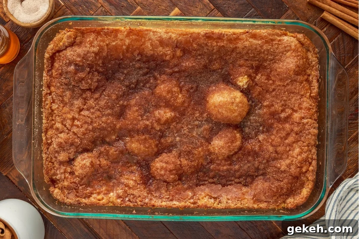 Overhead view of the Sopapilla Cheesecake after being baked.