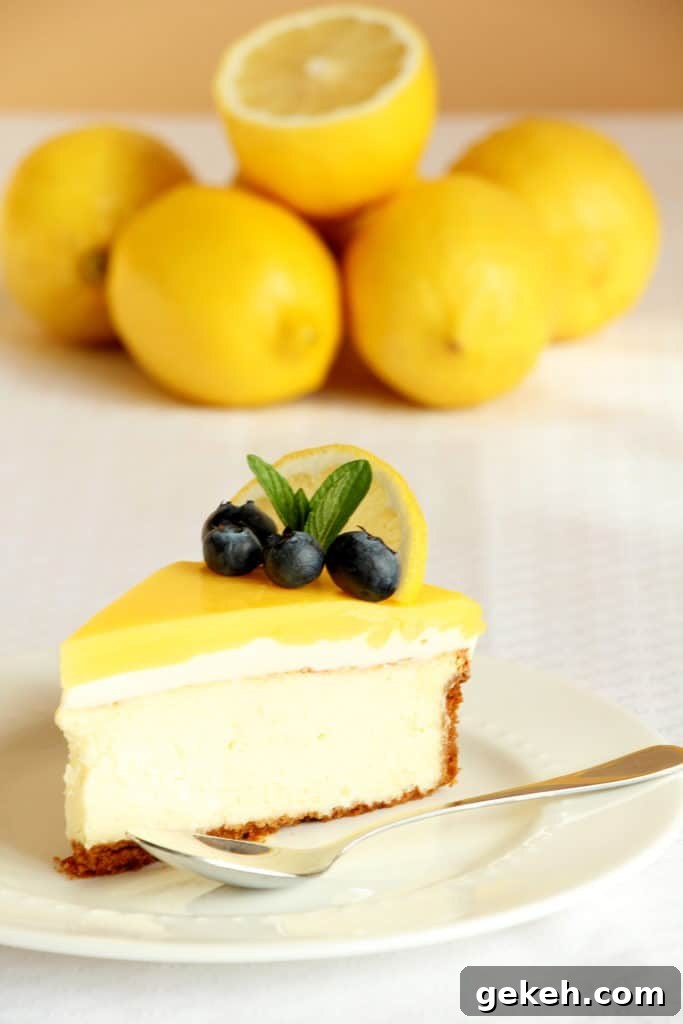Creamy Lemon Cheesecake Recipe: Zesty Slice of Perfection 7 best lemon cheesecake on white plate