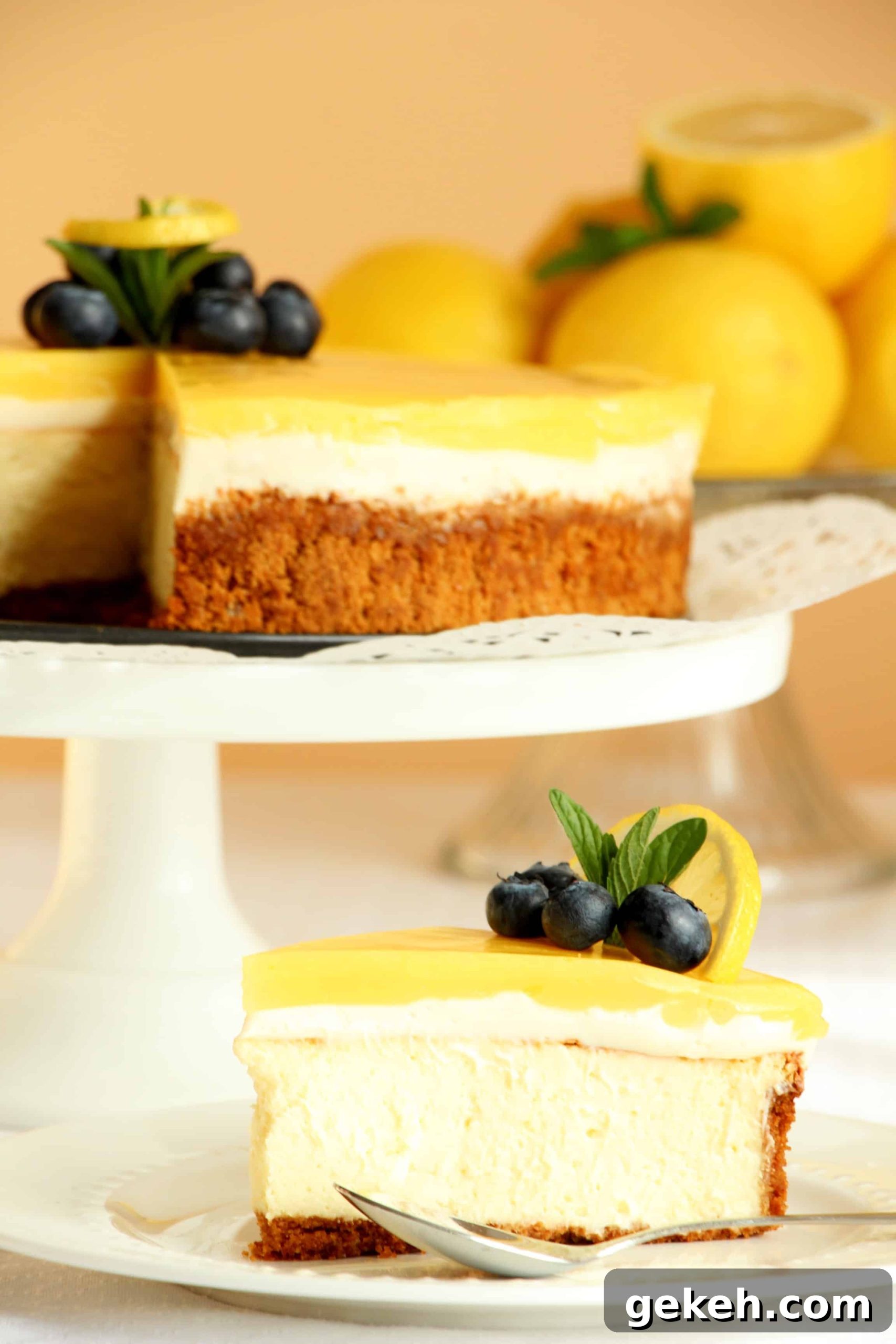Creamy Lemon Cheesecake Recipe: Zesty Slice of Perfection 9 slice of lemon cheesecake