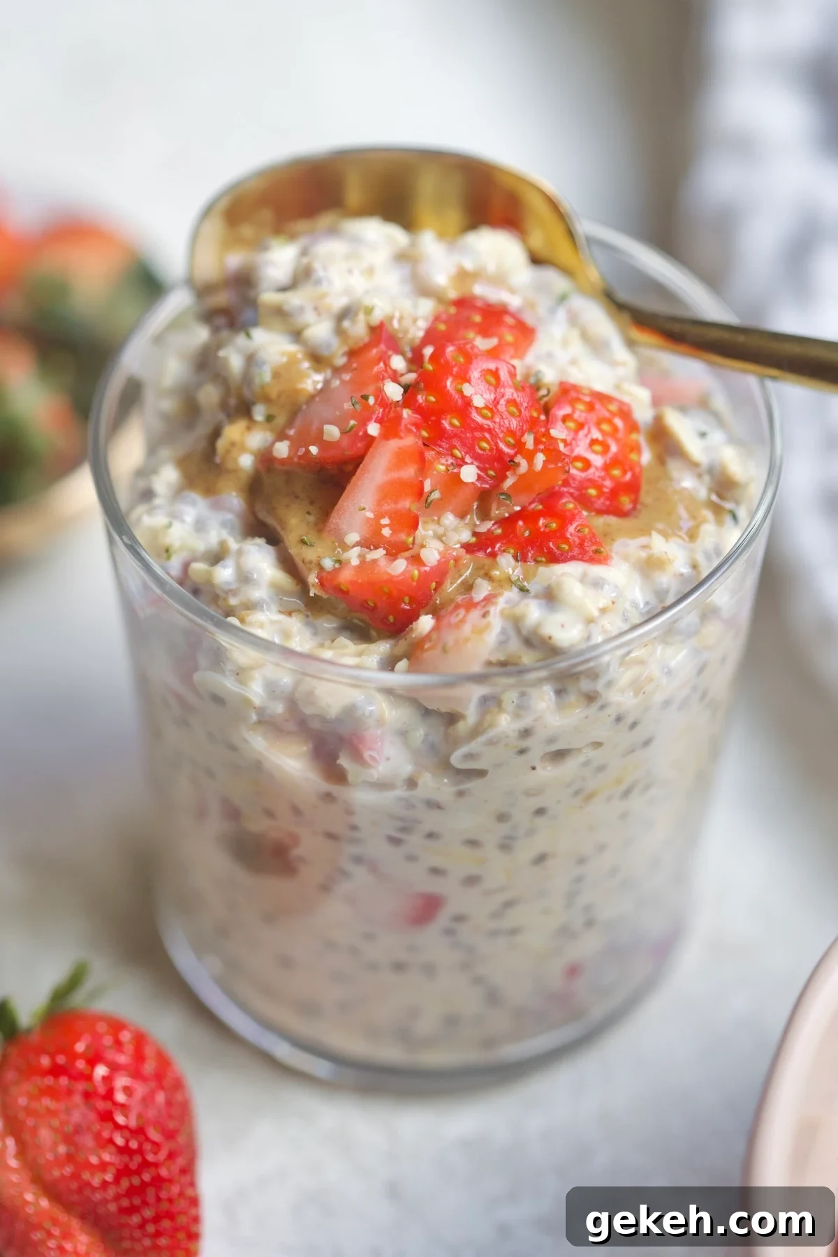 cup with oatmeal and strawberries