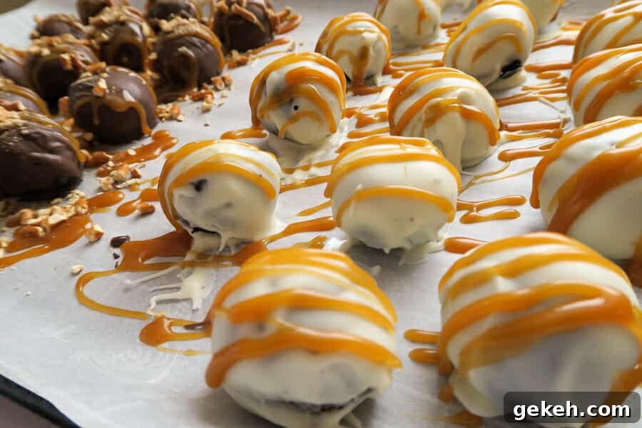 Homemade Salted Caramel Sauce Recipe for Every Dessert 12 easy homemade salted caramel drizzled on pretzel oreo balls