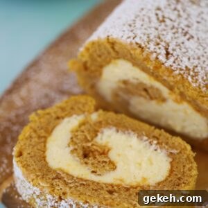 A slice of gluten free pumpkin roll.