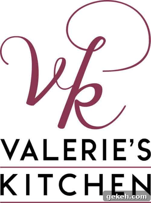Valerie’s Kitchen Makeover: Stylish Design Ideas and Inspiration 3 The square logo for Valerie's Kitchen in black and burgundy text.