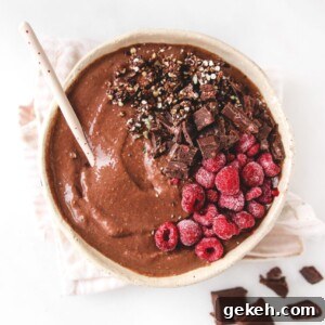 Chocolate Raspberry Smoothie Bowl Without Banana (Vegan, WFPB) 4 banana free chocolate raspberry smoothie bowl