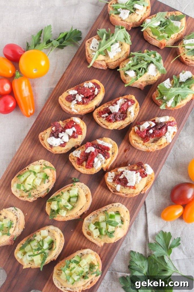 Quick Super Bowl Snack Ideas You Can Toss Together 5 Crostini with roasted garlic hummus