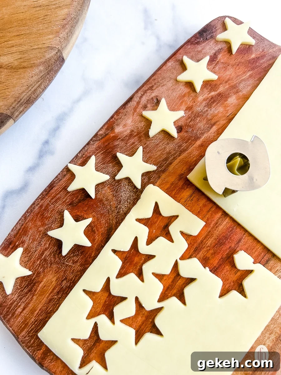 Festive Charcuterie Tree Guide: How to Build a Showstopping Holiday Platter 4 Cut out stars on a cutting board.